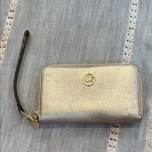 Michael Kors Metallic Silver Wristlet